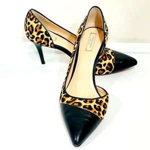 Cole Haan Leopard Fur & Black Leather Heels